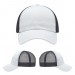 USA-made 6U White-Navy Polycotton Twill baseball cap, virtual view, manufactured in Newark NJ