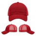 USA-made 6U Red Polycotton Twill baseball cap, virtual view, manufactured in Newark NJ