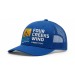 USA-made 6U Royal Blue Polycotton Twill baseball cap, decorated view, manufactured in Newark NJ