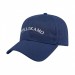 USA-made 6L Royal Blue Cotton Spandex baseball cap, decorated view, manufactured in Newark NJ