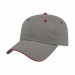 USA-made 6L Light Gray-Red Cotton Spandex baseball cap, 3q view, manufactured in Newark NJ