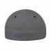 USA-made 6L Light Gray-Red Cotton Spandex baseball cap, back view, manufactured in Newark NJ