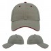 USA-made 6L Light Gray-Red Cotton Spandex baseball cap, virtual view, manufactured in Newark NJ