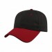 USA-made 6L Black-Red Cotton Spandex baseball cap, 3q view, manufactured in Newark NJ
