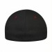 USA-made 6L Black-Red Cotton Spandex baseball cap, back view, manufactured in Newark NJ