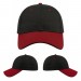 USA-made 6L Black-Red Cotton Spandex baseball cap, virtual view, manufactured in Newark NJ