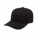 USA-made 6S Black Cotton Spandex baseball cap, 3q view, manufactured in Newark NJ