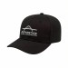 USA-made 6S Black Cotton Spandex baseball cap, decorated view, manufactured in Newark NJ