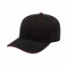 USA-made 6S Black-Red Cotton Spandex baseball cap, 3q view, manufactured in Newark NJ