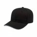 USA-made 6S Black-White Cotton Spandex baseball cap, 3q view, manufactured in Newark NJ