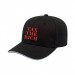 USA-made 6S Black-White Cotton Spandex baseball cap, decorated view, manufactured in Newark NJ