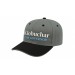 USA-made 6S Light Gray-Black Cotton Spandex baseball cap, decorated view, manufactured in Newark NJ