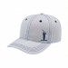 USA-made 6S White-Navy Cotton Spandex baseball cap, decorated view, manufactured in Newark NJ