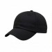 USA-made 6U Black Cotton Spandex baseball cap, 3q view, manufactured in Newark NJ