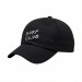 USA-made 6U Black Cotton Spandex baseball cap, decorated view, manufactured in Newark NJ