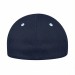 USA-made 6U Navy-White Cotton Spandex baseball cap, back view, manufactured in Newark NJ