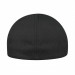 USA-made 6U Black Cotton Spandex baseball cap, back view, manufactured in Newark NJ