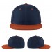 USA-made 6H Navy-Orange Polycotton Twill baseball cap, virtual view, manufactured in Newark NJ