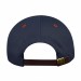 USA-made 6H Navy-Orange Polycotton Twill baseball cap, back view, manufactured in Newark NJ