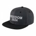 USA-made 6H Dark Gray-Black Polycotton Twill baseball cap, decorated view, manufactured in Newark NJ