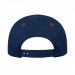 USA-made 6H Navy-Orange Polycotton Twill baseball cap, back view, manufactured in Newark NJ