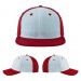 USA-made 6H White-Red Polycotton Twill baseball cap, virtual view, manufactured in Newark NJ