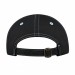 USA-made 6H Black-White Polycotton Twill baseball cap, back view, manufactured in Newark NJ