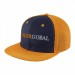 USA-made 6H Navy-Athletic Gold Polycotton Twill baseball cap, decorated view, manufactured in Newark NJ