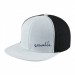 USA-made 6H White-Black Polycotton Twill baseball cap, decorated view, manufactured in Newark NJ