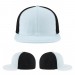 USA-made 6H White-Black Polycotton Twill baseball cap, virtual view, manufactured in Newark NJ