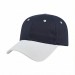 USA-made 6L Navy-White Polycotton Twill baseball cap, 3q view, manufactured in Newark NJ