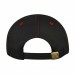 USA-made 6L Black-Red Polycotton Twill baseball cap, back view, manufactured in Newark NJ