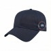 USA-made 6L Navy Polycotton Twill baseball cap, decorated view, manufactured in Newark NJ