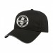 USA-made 6L Black-Light Gray Polycotton Twill baseball cap, decorated view, manufactured in Newark NJ