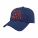 USA-made 6L Royal Blue Polycotton Twill baseball cap, decorated view, manufactured in Newark NJ