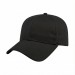 USA-made 6L Black Polycotton Twill baseball cap, 3q view, manufactured in Newark NJ