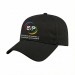 USA-made 6L Black Polycotton Twill baseball cap, decorated view, manufactured in Newark NJ