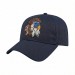 USA-made 6L Navy Polycotton Twill baseball cap, decorated view, manufactured in Newark NJ