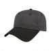 USA-made 6L Dark Gray-Black Polycotton Twill baseball cap, 3q view, manufactured in Newark NJ