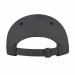 USA-made 6L Dark Gray-Black Polycotton Twill baseball cap, back view, manufactured in Newark NJ