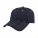USA-made 6L Navy-Athletic Gold Polycotton Twill baseball cap, 3q view, manufactured in Newark NJ