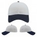USA-made 6L White-Navy Polycotton Twill baseball cap, virtual view, manufactured in Newark NJ
