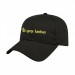 USA-made 6L Black Polycotton Twill baseball cap, decorated view, manufactured in Newark NJ