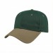 USA-made 6L Hunter Green-Khaki Polycotton Twill baseball cap, 3q view, manufactured in Newark NJ