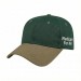 USA-made 6L Hunter Green-Khaki Polycotton Twill baseball cap, decorated view, manufactured in Newark NJ