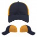 USA-made 6L Navy-Athletic Gold Polycotton Twill baseball cap, virtual view, manufactured in Newark NJ