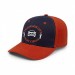 USA-made 6S Navy-Orange Polycotton Twill baseball cap, decorated view, manufactured in Newark NJ