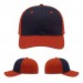USA-made 6S Navy-Orange Polycotton Twill baseball cap, virtual view, manufactured in Newark NJ