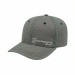 USA-made 6S Light Gray-Black Polycotton Twill baseball cap, decorated view, manufactured in Newark NJ
