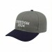 USA-made 6S Light Gray-Navy Polycotton Twill baseball cap, decorated view, manufactured in Newark NJ